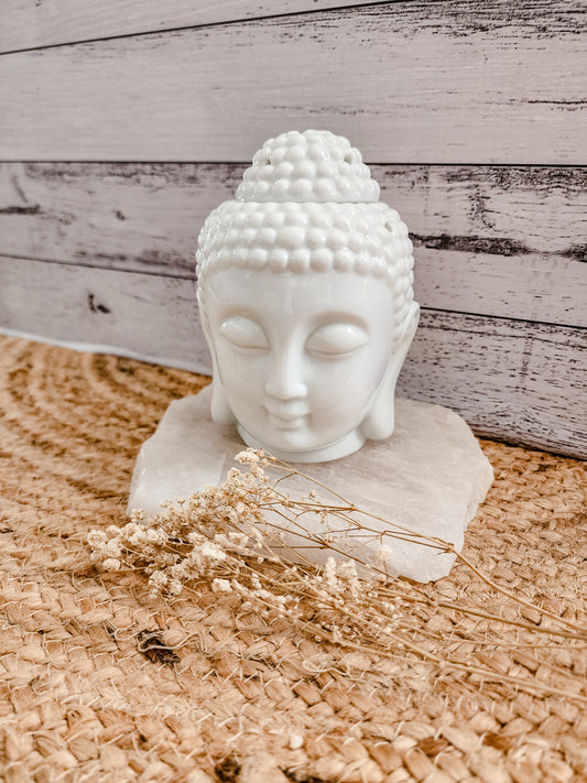 BUDDHA HEAD TEALIGHT WAX MELT WARMER (WHITE)