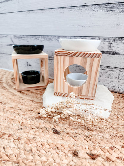 WOODEN TEALIGHT WAX MELT WARMER - WHITE