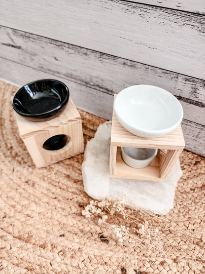 WOODEN TEALIGHT WAX MELT WARMER - WHITE