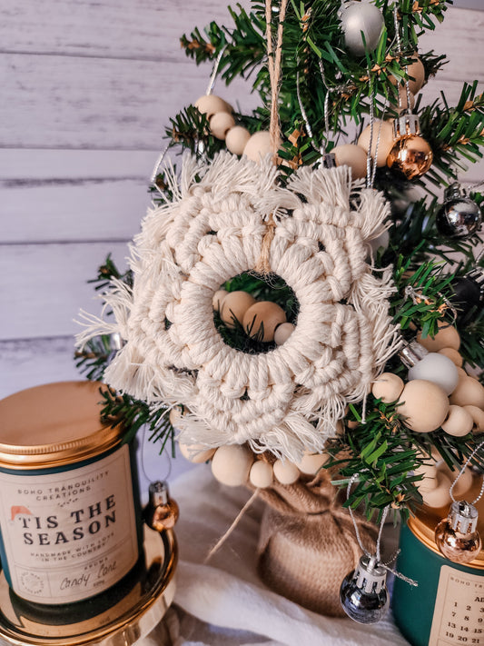 CHRISTMAS TREE ORNAMENT - MACRAME SNOWFLAKE