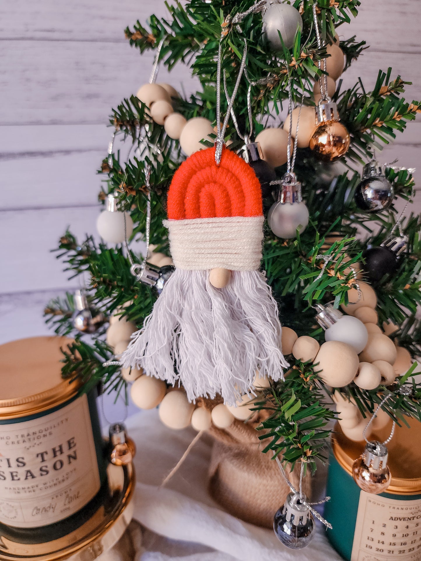 CHRISTMAS TREE ORNAMENT - MACRAME SANTA