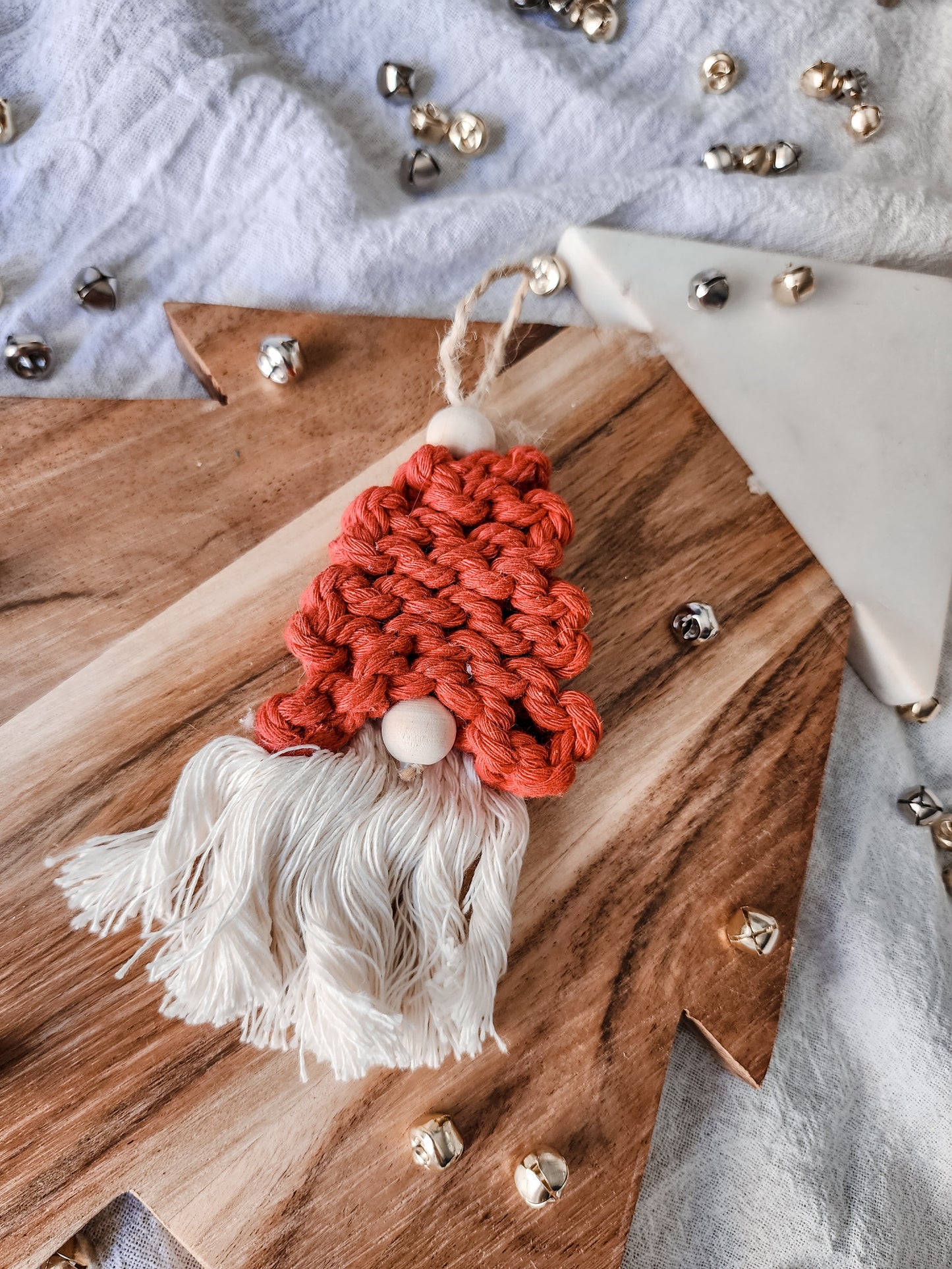 CHRISTMAS TREE ORNAMENT - MACRAME GNOME