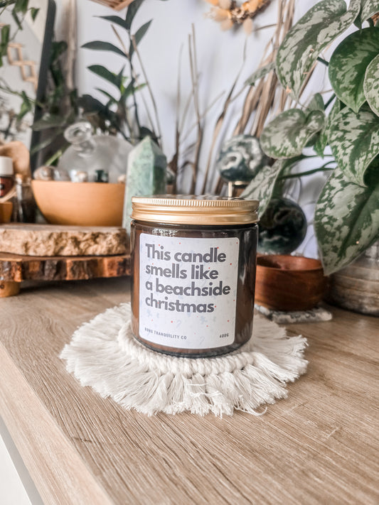 CHRISTMAS SCENTED CANDLE - THIS CANDLE SMELLS LIKE A BEACH CHRISTMAS