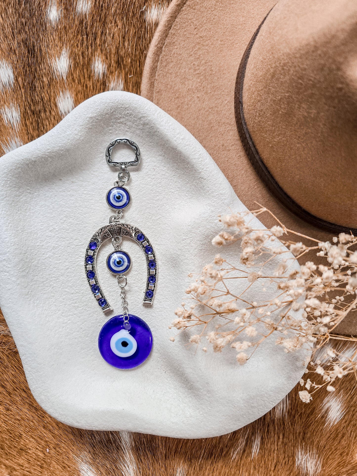 EVIL EYE HORSE SHOE HANGING ORNAMENT