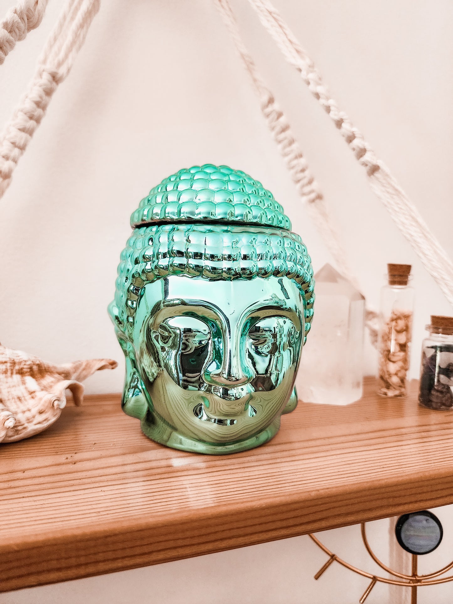 BUDDHA HEAD SCENTED CANDLE (METALIC TEAL)