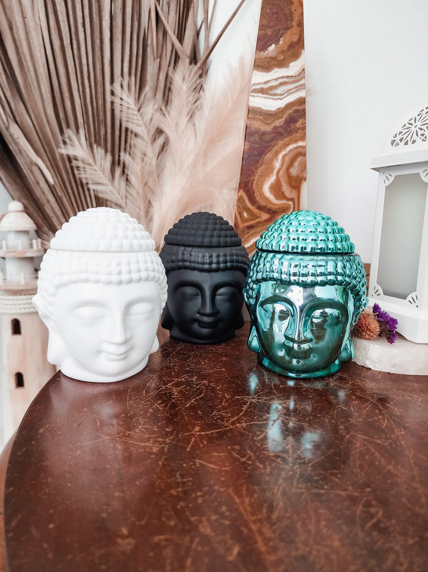 BUDDHA HEAD SCENTED CANDLE (METALIC TEAL)